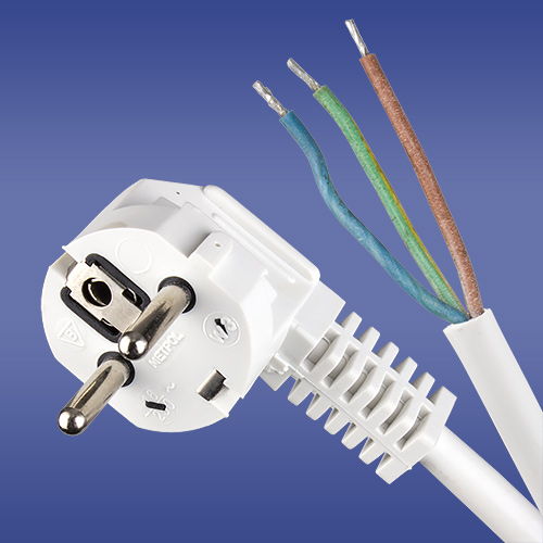ELEKTROPLAST OPATÓWEK - PRZEWÓD PRZYŁĄCZENIOWY 1,5M W-2 OMYŻO SPZ 3X1 BIAŁY WTYCZKA KĄTOWA - 51.921