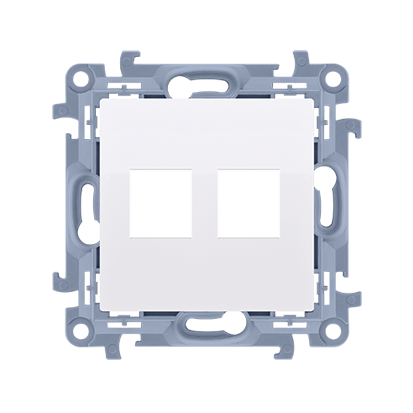 KONTAKT SIMON - PLAKIETKA GNIAZD TELEINFORMATYCZNYCH NA KEYSTONE PŁASKA PODWÓJNA BIAŁY SIMON 10 - CKP2.01/11