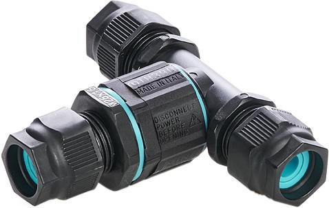 LUMIQON SPÓŁKA Z OGRANICZONĄ ODPOWIEDZIALNOŚCIĄ - ROZGAŁĘŹNIK ŁĄCZENIOWY 3 TOROWY TYP T CONNECTOR IP68 NA PRZEWÓD 7-13.5MM - THB.390.C1A