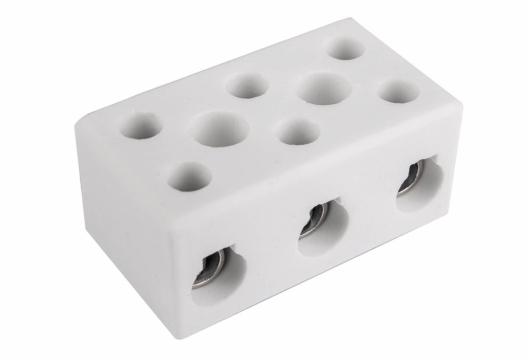 SIMET - Złączka gwintowa porcelanowa z otw. montażowymi,16 mm2, 3 tory - (kolor biały) - 80733516