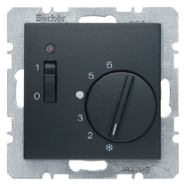 HAGER - REGULATOR TEMPERATURY POMIESZCZENIA 24V Z ZESTYKIEM ZWIERNYM ELEMENTEM CENTRALNYM I ŁĄCZNIKIEM ANTRACYT B.KWADRAT/B.3/B.7 - 20311606