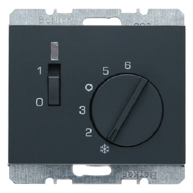 HAGER - REGULATOR TEMPERATURY POMIESZCZENIA Z ZESTYKIEM ZWIERNYM ELEMENTEM CENTRALNYM I ŁĄCZNIKIEM ANTRACYT MAT K.5 - 20307106