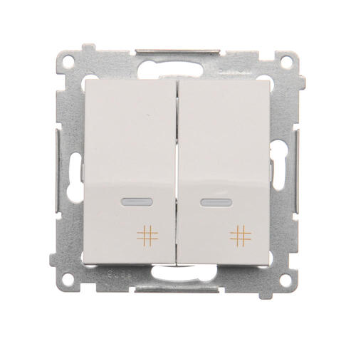 KONTAKT SIMON - Łącznik krzyżowy podwójny z podświetleniem (moduł) 10AX, 250V~, szybkozłącza; biały - DW7/2L.01/11