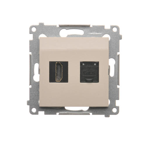 KONTAKT SIMON - Gniazdo HDMI + RJ45 kat.6. (moduł); kremowy - DGHRJ45.01/41