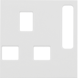 HAGER - PŁYTKA CZOŁOWA DO GNIAZDA Z UZIEMIENIEM STANDARD BRYTYJSKI BIAŁY POŁYSK B.KWADRAT  - 3313078989