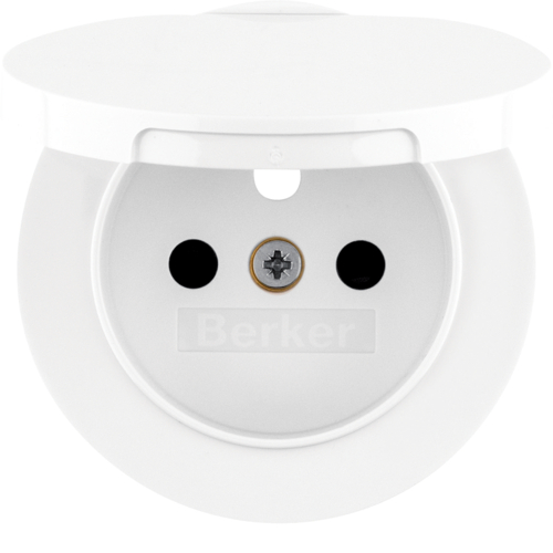 HAGER - ELEMENT CENTRALNY DO GNIAZDA Z UZIEMIENIEM Z POKRYWĄ BIAŁY POŁYSK R.1/R.3 - 3965832089
