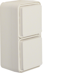 HAGER - GNIAZDO SCHUKO 2P+Z KOMPLETNE PODWÓJNE PIONOWE IP55 BIAŁY W.1  - 47703522