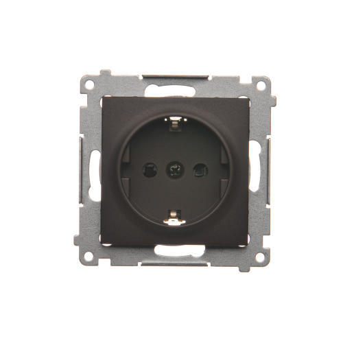 KONTAKT SIMON - Gniazdo Schuko z przesłonami (moduł) 16A, 250V~, zaciski śrubowe; brąz mat - DGSz1Z.01/46