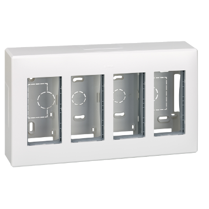 KONTAKT SIMON - Obudowa natynkowa S500 4-modułowa, 8x K45; kompletna; czysta biel - 51000004-030