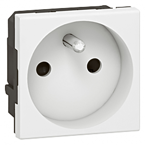 LEGRAND - GNIAZDO POJEDYNCZE Z UZIEMIENIEM PODŁĄCZ PRZEZ ZACISKI ŚRUBOWE 4 MM2-2 MODUŁY 16A-250V~ BIAŁE MOSAIC - 077113