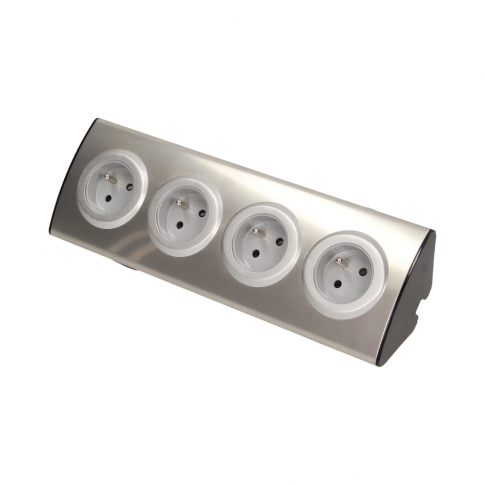 ORNO - GNIAZDO MEBLOWE 4x2P+Z MONTAŻ NA RZEPY KOLOR INOX - OR-AE-1340