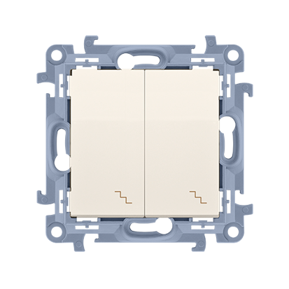 KONTAKT SIMON - Łącznik schodowy podwójny z podświetleniem LED (moduł) 10AX, 250V~, zaciski śrubowe; krem - CW6/2L.01/41