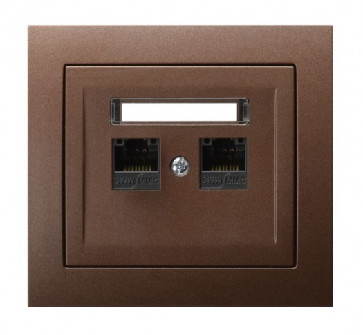 OSPEL - GNIAZDO KOMPUTEROWE PODWÓJNE, KAT. 6 BRĄZOWY METALIK KIER. - GPK-2W/K6/52