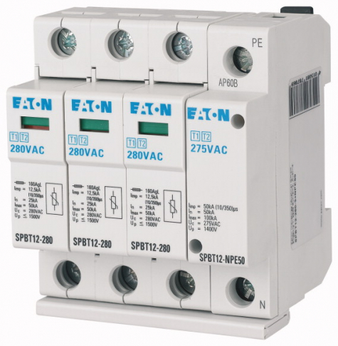 EATON - OGRANICZNIK PRZEPIĘĆ AC TYP T1+T2 1+NPE 12,5kA 280V SPBT12-280-3+NPE50 - 184750