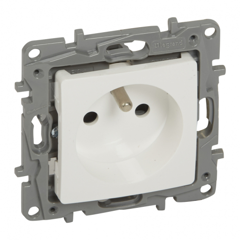 LEGRAND - GNIAZDO POJEDYNCZE Z UZIEMIENIEM 2P+Z Z PRZESŁONAMI ZACISKI ŚRUBOWE 16A 250V BIAŁY NILOE - 764527