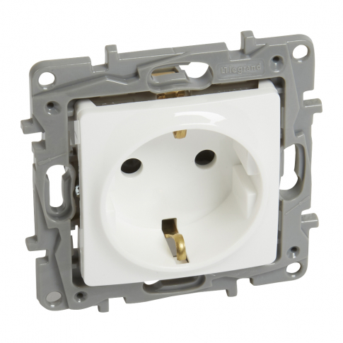 LEGRAND - GNIAZDO POJEDYNCZE Z UZIEMIENIEM 2P+Z SCHUKO Z PRZESŁONAMI ZACISKI ŚRUBOWE 16A 250V BIAŁY NILOE2 - 764529
