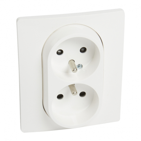 LEGRAND - GNIAZDO PODWÓJNE Z UZIEMIENIEM 2X2P+Z Z PRZESŁONAMI ZACISKI ŚRUBOWE KOMPLETNE 16A 250V IP20BIAŁY NILOE - 764541