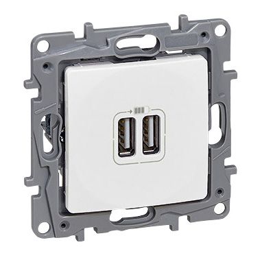 LEGRAND - GNIAZDO PODWÓJNE USB 2400 MA BIAŁY NILOE - 764594