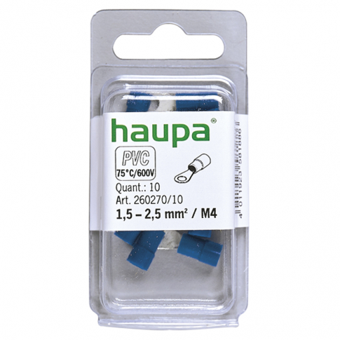 HAUPA - KOŃCÓWKA OCZKOWA IZOLOWANA DIN 1,5-2,5 M 4* 10 SZT. - 260270/10/B