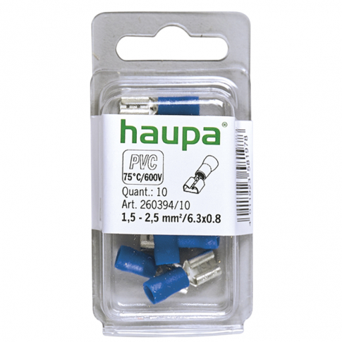 HAUPA - NASUWKA IZOLOWANA 1,5-2,5/6,3 X 0,8 PVC NIEBIESKA 10 SZT. - 260394/10/B