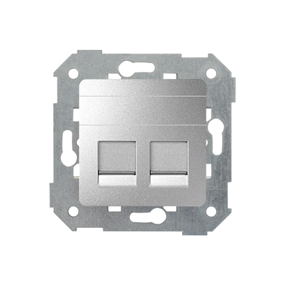 KONTAKT SIMON - Pokrywa 2x gniazdo RJ45, płaska z żaluzjami (moduł); aluminium - 82006-93