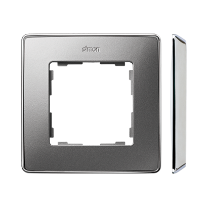 KONTAKT SIMON - Ramka 1-krotna, Detail SELECT-metal, ALUMINIUM / podstawa Chrom - 8201610-093