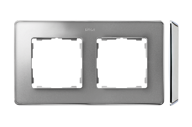 KONTAKT SIMON - Ramka 2-krotna, Detail SELECT-metal, ALUMINIUM / podstawa Chrom - 8201620-093