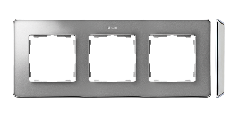 KONTAKT SIMON - Ramka 3-krotna, Detail SELECT-metal, ALUMINIUM / podstawa Chrom - 8201630-093