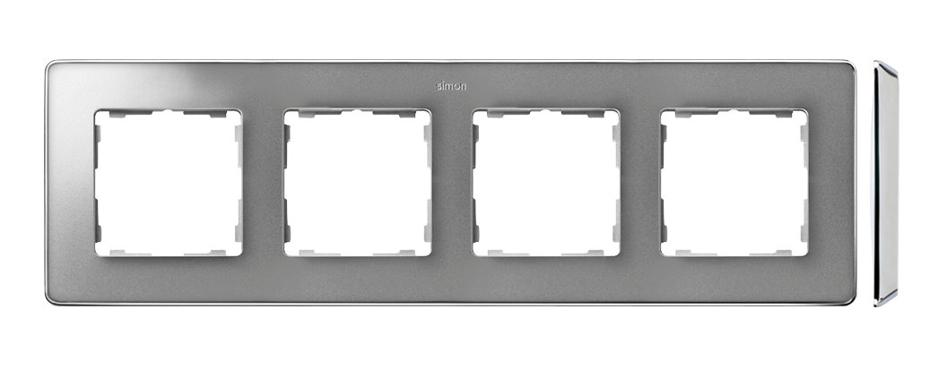 KONTAKT SIMON - Ramka 4-krotna, Detail SELECT-metal, ALUMINIUM / podstawa Chrom - 8201640-093