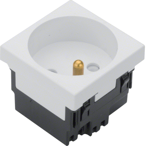 HAGER - GNIAZDO POJEDYNCZE Z UZIEMIENIEM 2P+Z BEZHALOGENOWE ZACISKI AUTOMATYCZNE 45X45MM 16A 250V BIAŁY TEHALIT GB-EG - EER1339010