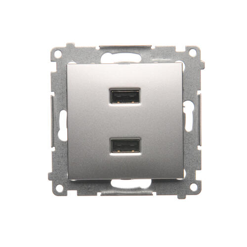 KONTAKT SIMON - ŁADOWARKA 2XUSB 2.1 A 5V DC 230V SREBRNY MAT SIMON 54 - DC2USB.01/43