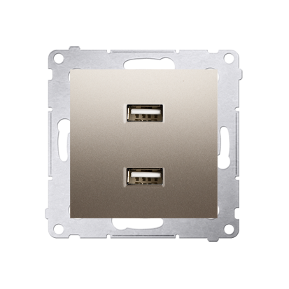 KONTAKT SIMON - Ładowarka 2 x USB (moduł), 2.1 A, 5V DC, 230V; złoty mat - DC2USB.01/44