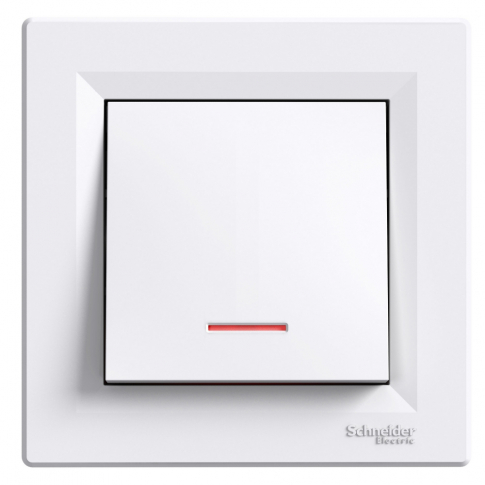 SCHNEIDER ELECTRIC - ŁĄCZNIK SCHODOWY POJEDYNCZY Z PODŚWIETLENIEM ZACISKI ŚRUBOWE KOMPLETNY 10AX 250V BIAŁY ASFORA. - EPH1500321