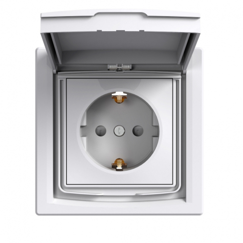 SCHNEIDER ELECTRIC - GNIAZDO POJEDYNCZE SCHUKO IP44 Z RAMKĄ BIAŁE ASFORA. - EPH3100321