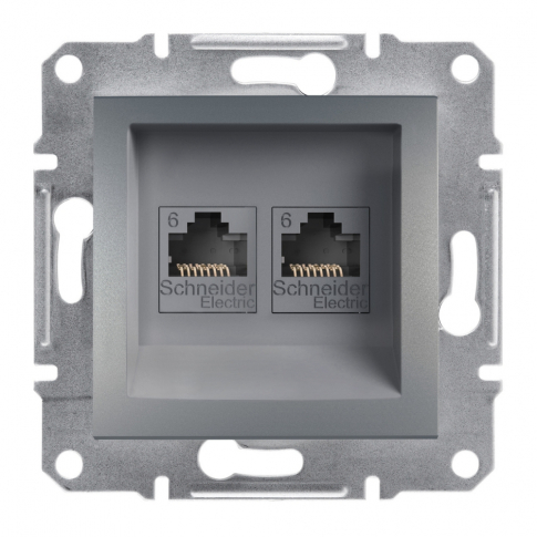SCHNEIDER ELECTRIC - GNIAZDO KOMPUTEROWE PODWÓJNE KAT.6 UTP BEZ RAMKI STAL ASFORA. - EPH4800162