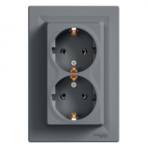 SCHNEIDER ELECTRIC - GNIAZDO PODWÓJNE SCHUKO STAL ASFORA. - EPH9900162