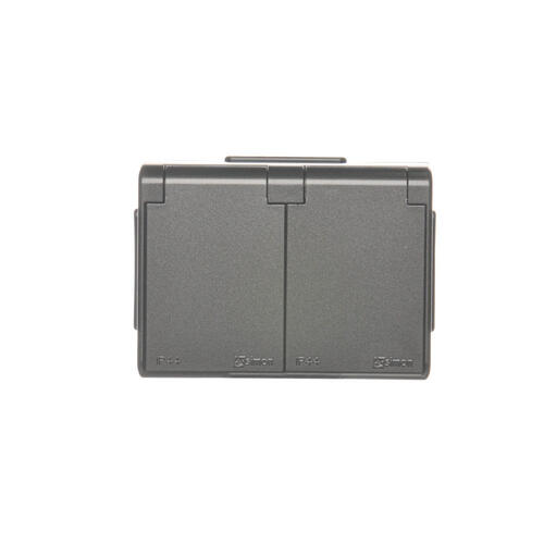 KONTAKT SIMON - Gniazdo podwójne Schuko natynkowe bryzgoszczelne IP44 z przesłonami wersja skandynawska 16A, 250V~, zaciski śrubowe; antracyt - EGSZ2NZB/48