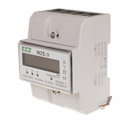 F&F - Trójfazowy licznik zużycia energii 80A,  MID - WZE-3