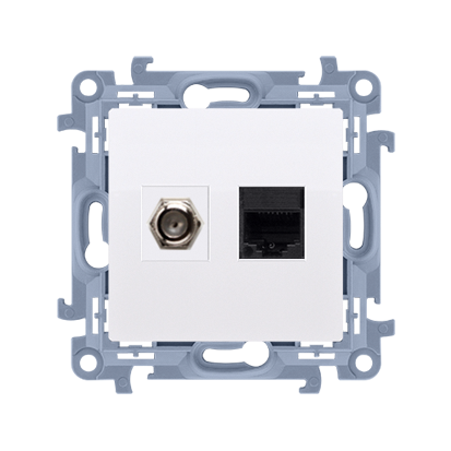 KONTAKT SIMON - GNIAZDO ANTENOWE POJEDYNCZE RJ45 TYP F KAT. 5E BIAŁY SIMON 10 - CASFRJ455.01/11