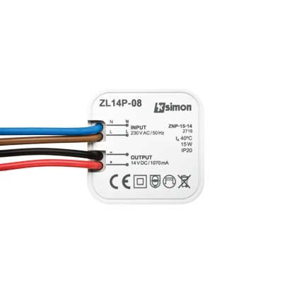 KONTAKT SIMON - Zasilacz LED dopuszkowy 14V, DC, 8W - ZL14P-08
