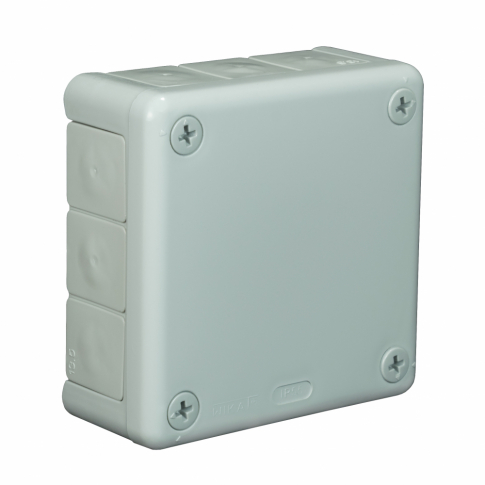 ELEKTROPLAST OPATÓWEK - PUSZKA NATYNK 98X98X42MM BEZ ZACISKÓW DEKIEL NA 4 WKRĘTY IP55 POPIEL VP 041-03 - 61.139
