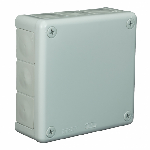 ZAKŁAD PRODUKCYJNO - HANDLOWY "ELEKTRO-PLAST" SPÓŁKA Z OGRANICZONĄ ODPOWIEDZIALNOŚCIĄ - PUSZKA NATYNK 118X118X46MM BEZ ZACISKÓW DEKIEL NA 4 WKRĘTY IP55 POPIEL VP 051-03 - 61.155