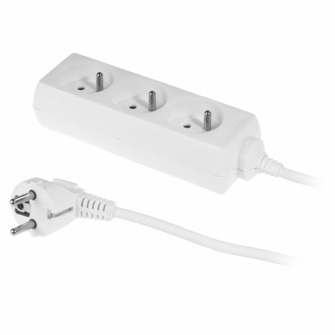 PLASTROL - PRZEDŁUŻACZ Z TRZYKROTNYM GNIAZDEM ECO; 3X2p+Z; 10A; 5m; BIAŁY - PS-370/5,0 E BIAŁY