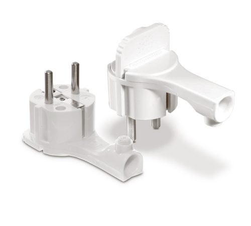 PLASTROL - WTYCZKA KĄTOWA PŁASKA ROZBIERALNA 16A 250V 2P+Z BIAŁY - WT-16UP BIAŁY