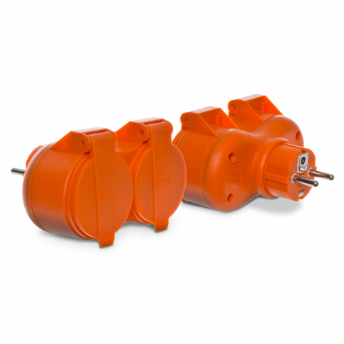 PLASTROL - ROZGAŁĘŹNIK PODWÓJNY 16A 2X2P+Z 250V POMARAŃCZOWY - R-270P IP44 POMARAŃCZOWY