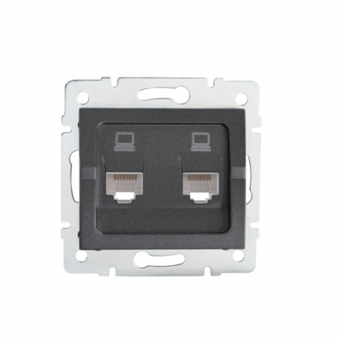 KANLUX - Gniazdo komputerowe podwójne niezależne (2x RJ45Cat 5e Jack) LOGI 02-1410-041 gr   - 25287