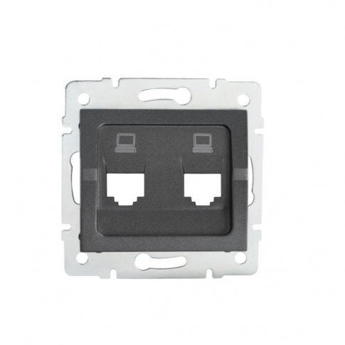 KANLUX - ADAPTER GNIAZDO KOMPUTEROWE PODWÓJNE (RJ45 JACK) BEZ GNIAZDA GRAFIT LOGI. - 25939