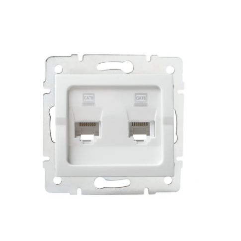 KANLUX - Gniazdo komputerowe podwójne niezależne (2x RJ45Cat 6 Jack) LOGI 02-1420-002 bi   - 25111