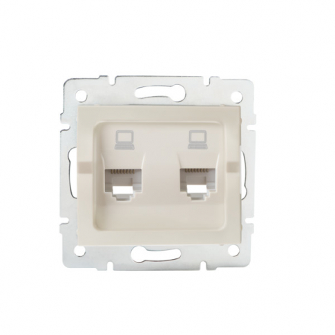 KANLUX - GNIAZDO KOMPUTEROWE PODWÓJNE NIEZALEŻNE, (2X RJ45 KAT. 5E JACK) KREMOWY LOGI. - 25169