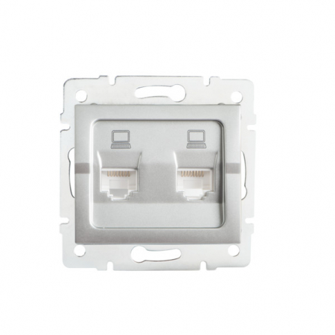 KANLUX - Gniazdo komputerowe podwójne niezależne (2x RJ45Cat 5e Jack) LOGI 02-1410-043 sr   - 25228